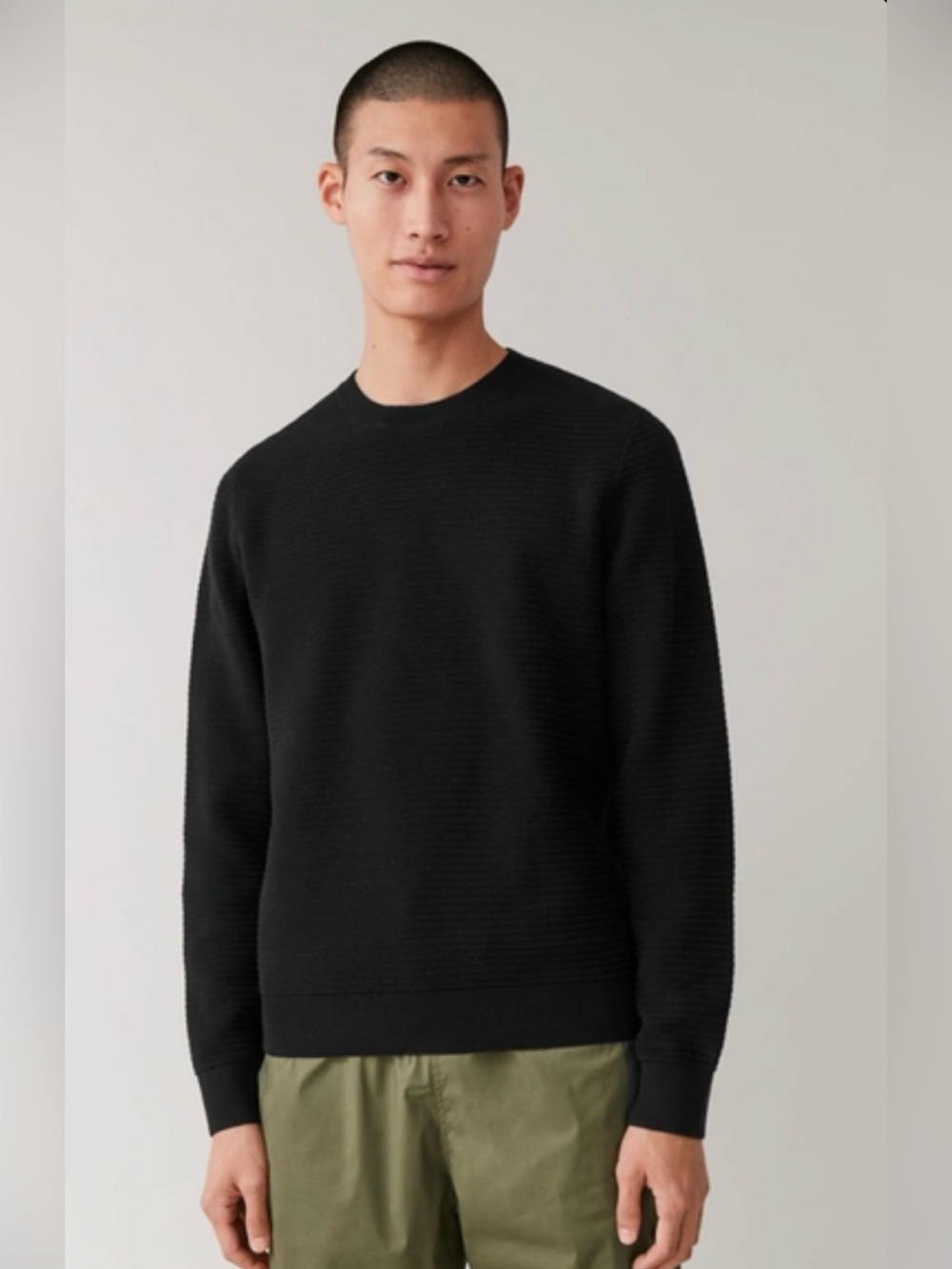 COS Men's 100% Wool Waffle Knit Crewneck Sweater - Size Large